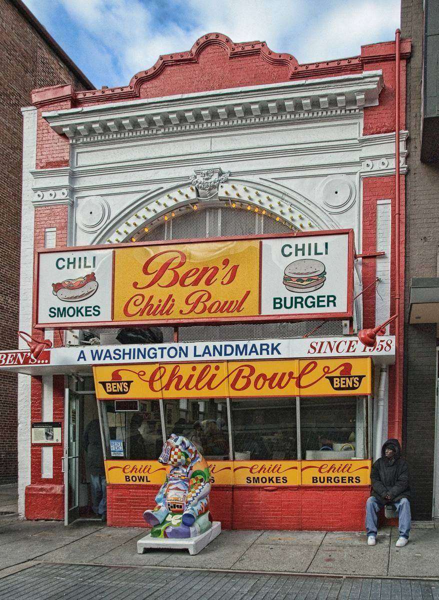 The red and white storefront of Ben's Chili Bowl on U Street